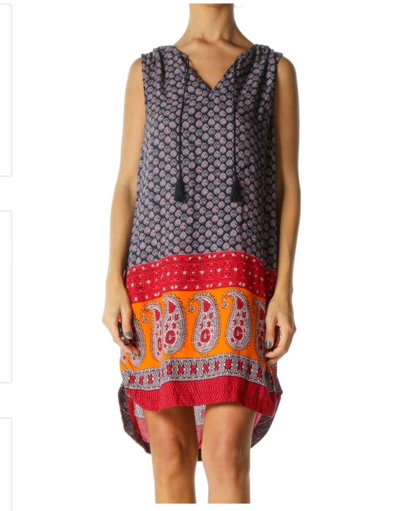 Beachlunchlounge Paisley Tassled Shift Dress XS.